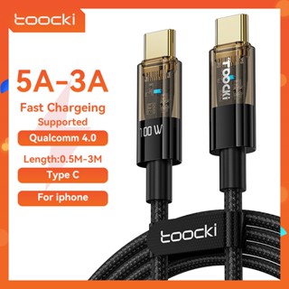 Toocki สายเคเบิล 100 W Usb C เป็น Type C Pd ชาร์จเร็ว Usb - C Type - C สําหรับ Xiaomi Mi 10 Pro Samsung S20 Macbook Pro