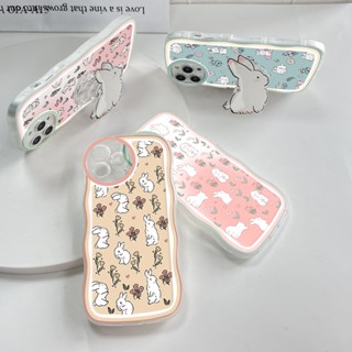 OPPO A15 A15S A16 A16K A16E A17 A17K A37 A37F NEO 9 A39 A57 A83 2016 เคสออปโป้ สำหรับ Case Flower Rabbit Wave Bracket เคส เคสโทรศัพท์ เคสมือถือ Full Back Cover Soft Cases Protective Shockproof Casing