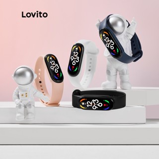 Lovito นาฬิกาข้อมือลําลอง อเนกประสงค์ ชาร์จ Usb แสดงเมนูหลายภาษา LSP01013 (สีขาว ดํา ชมพู น้ําเงินเข้ม)