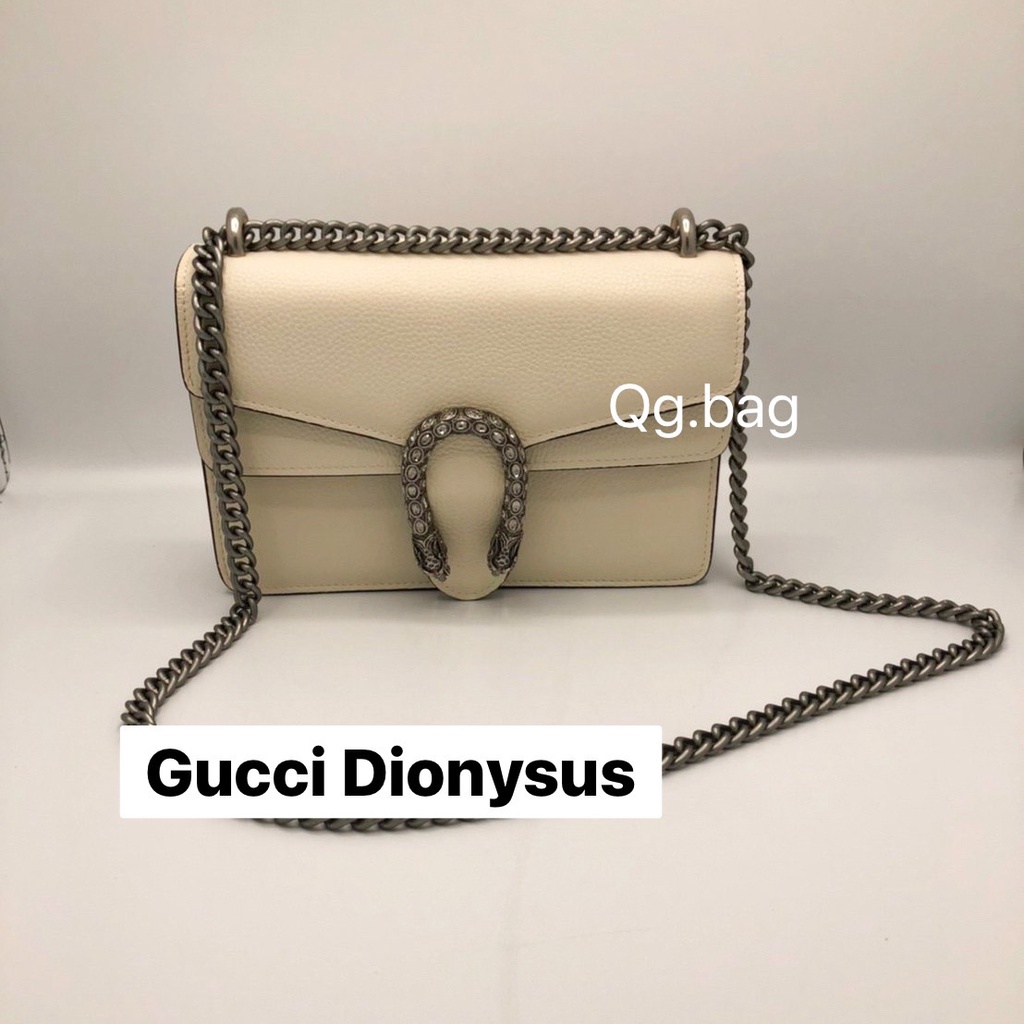 ขาวครีมละมุน Gucci Dionysus Small Leather GG shoulder bag กุชชี่ กระเป๋าหนังแท้ สะพายข้าง แบรนด์เนม มือสอง brandname
