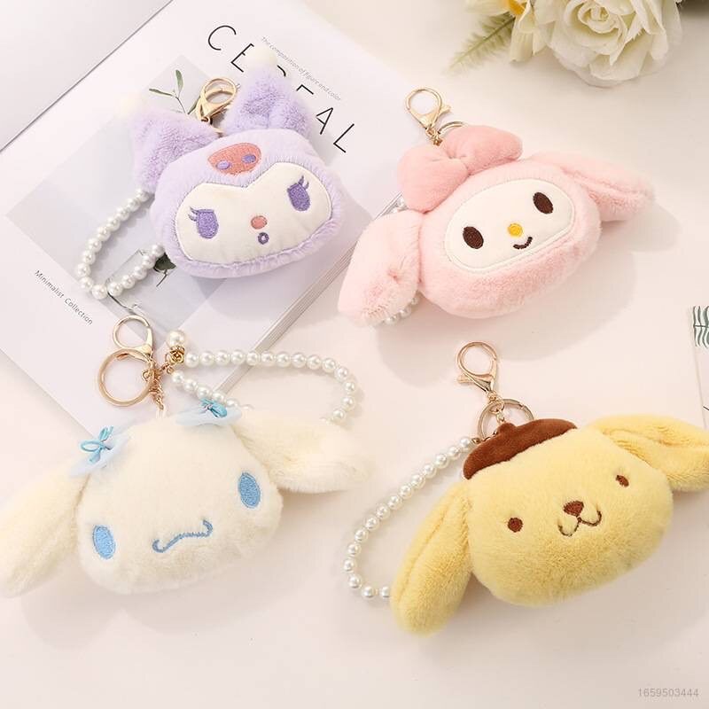 พวงกุญแจ ตุ๊กตาหัวโต Sanrio ตัวตุ๊กตานิ่มๆ เนื้อผ้านุ่มนิ่ม ตุ๊กตาพวงกุญแจ ห้อยหระเป๋า ห้อยกุญแจ