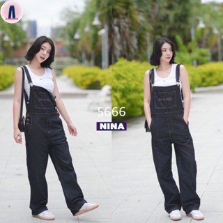Nina jeans (S-3XL) เอี๊ยมยีนส์ขายาวสีดำทรงoversizeใส่หลวมๆสไตล์เกาหลีงานนำเข้า สาวอวบสาวอ้วนใส่ได้ #5666