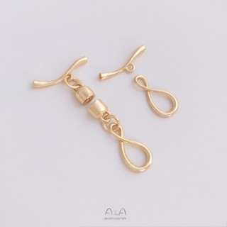 ตะขอบักเกิลเชื่อมต่อสร้อยคอ ประดับมุก 8 ตัวอักษร สีทอง 14K DIY