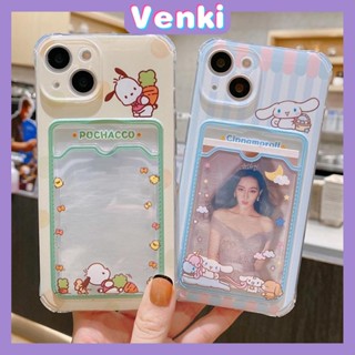 VENKI - Case iPhone 14 Pro Max Card Holder Case Transparent Simple Case Card Storage Cute Dog Camera Protection Shockproof For iPhone 14 13 12 11 Plus Pro Max 7 Plus X XR