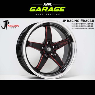 (ส่งฟรี) ล้อแม็กซ์ JP-RACE.R (จัดชุด หน้า 18x9.5 + หลัง 18x10.5 5 รู) สีดำกลึงแดง (2 วง,4 วง)