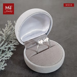 MT แหวนเงินแท้ หัวบอลกลม ชนกัน (ปรับขนาดได้) ไซส์: 52, 55, 57, 60 Solid 925 Sterling Silver Ring (sr214) MT Jewelry มณีธารา