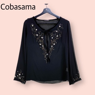 เสื้อ Cobasama ผ้าชีฟองเนื้อดี  เสื้อทรงสวยน่ารักมาก ปักลุกเลื่อมสวยพรีเมี่ยมมาก ซิบข้าง แต่งกำมะหยี่สวย ดีเทลสวย