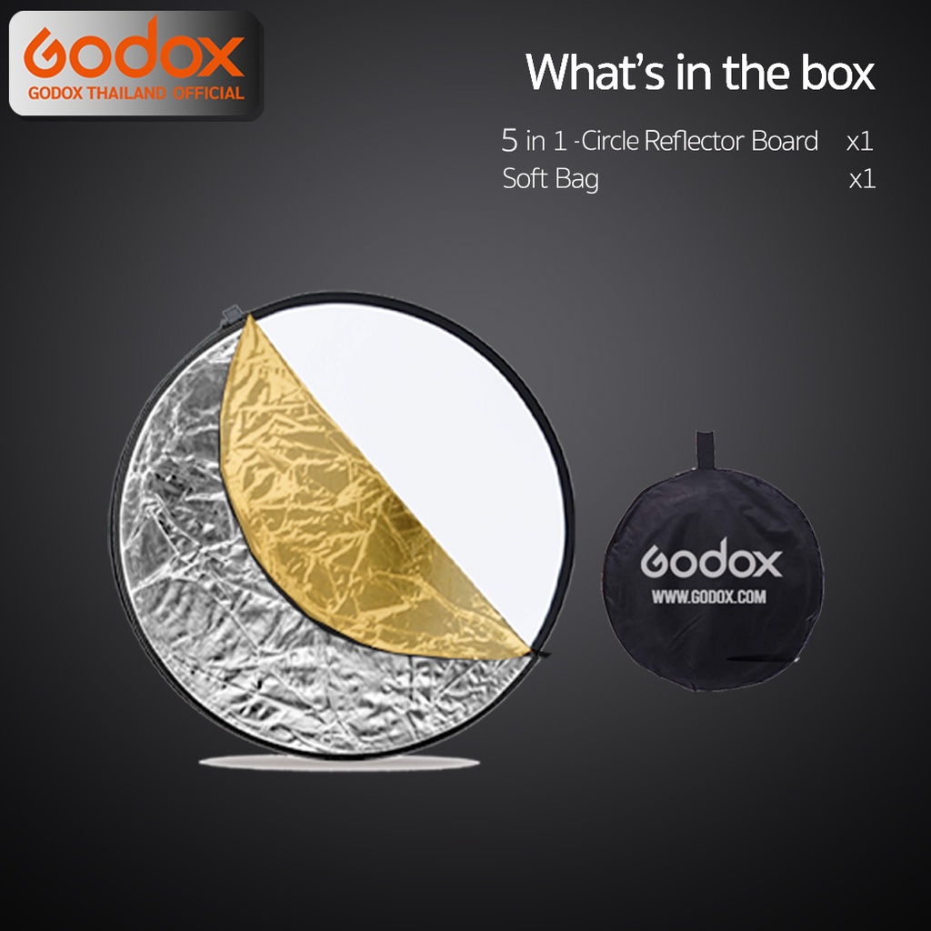 Godox Reflector RFT-05 5in1 - Circle Reflecter Board วงกลม 5 in 1 - 60 , 80 , 110 cm.
