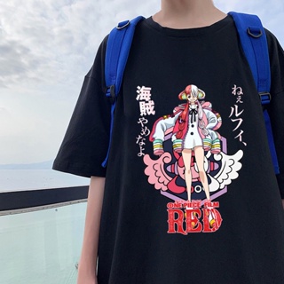 Uta Uta เสื้อยืดแขนสั้นผู้ชายและผู้หญิงที่มีวรรคเดียวกัน One Piece Theatre Edition RED ญี่ปุ่นคู่หลวมผ้าฝ้าย 100% i_40