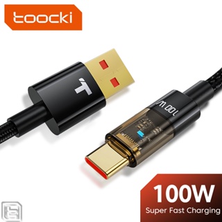 Toocki 100W สายชาร์จ USB เป็น Type C อย่างรวดเร็ว ชาร์จด่วน 4.0 ด้วยไฟ LED USB-C ชาร์จเร็ว สำหรับ Xiaomi