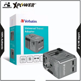 Verbatim 4 Port 45W PD &amp; QC Universal Travel Adapter 3 USB-A 1 Type-C