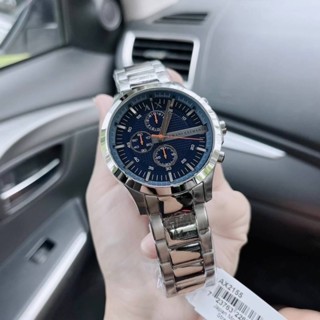 (ผ่อน0%) นาฬิกาชาย จอน้ำเงิน   ARMANI EXCHANGE Blue Dial Chronograph Mens Watch AX2155 ✔️Case Size : 46 mm สแตนเลส