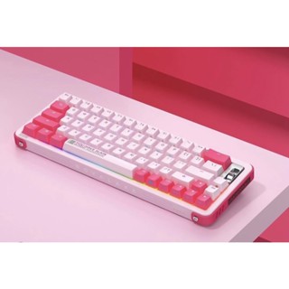 Keyboard YUNZII Royalaxe Y68 คีย์บอร์ดไร้สาย สีชมพูมีKnob ไฟRGB