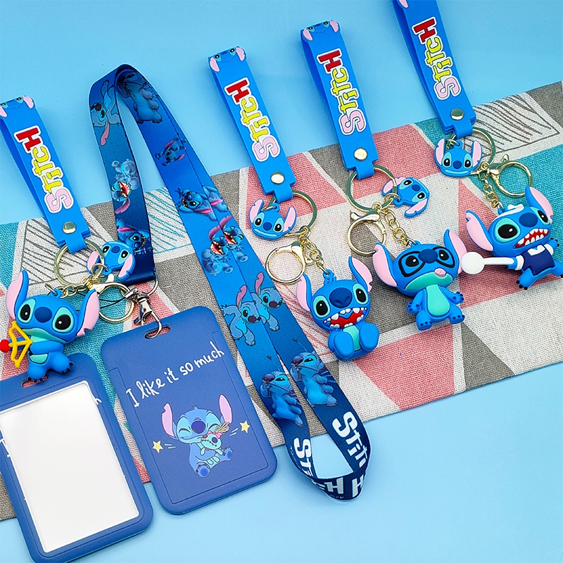3d Stitch พวงกุญแจสายคล้องการ์ตูน ID ผู้ถือบัตรคอ Lanyard Anti-lost สลิงสําหรับการ์ดแขนอุปกรณ์เสริมสําหรับของขวัญแฟชั่น