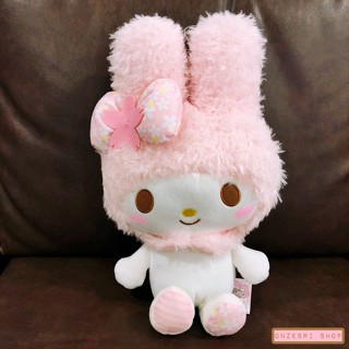 ตุ๊กตา My Melody Sakura มีลายตรงโบว์ที่หูกับเท้า ขนาด 40 x 23 x 16 ซม.