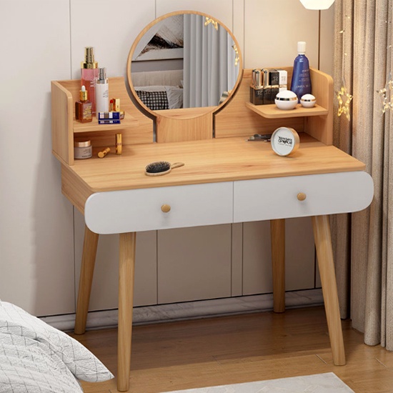 Yifeng Fur โต๊ะเครื่องแป้ง พร้อมกระจก ใช้นั่งแต่งหน้า นั่งทำงานได้ รุ่น  s