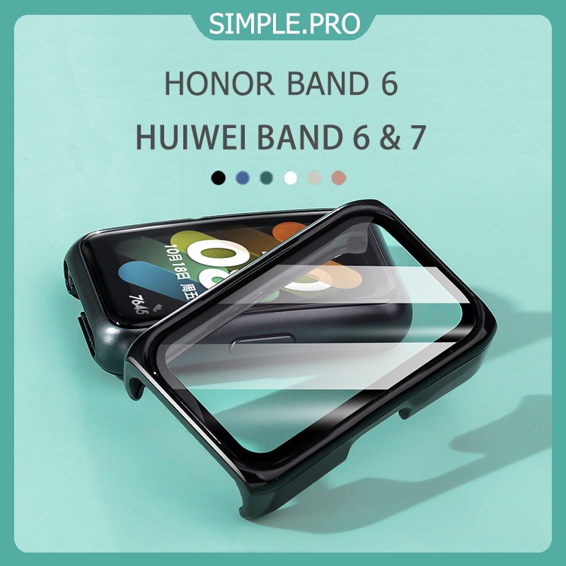 Pc ขอบแข็ง กระจก ป้องกันหน้าจอ ฟิล์ม เคส สําหรับ Huawei Band 6/7/8/9/10/11/11pro Honor Band 6 เคสป้องกัน 2 in 1