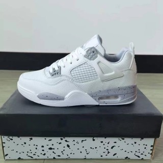 A aj4 รองเท้ากีฬา รองเท้าวิ่ง รองเท้าบาสเก็ตบอล ซีเมนต์ สีขาว สําหรับผู้ชาย และผู้หญิง