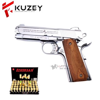 แบลงค์กัน KUZEY M1911 4”นิ้ว ม้ากลาง 100 ปี สีเงินเงา ด้ามไม้ แถมลูก 1กล่อง ผู้ซื้อต้องมีอายุ 21 ปีขึ้นไปส่งภาพถ่ายในแชท