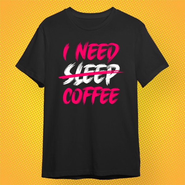 เสื้อยืดสีดำ ลาย COFFEE สกรีนลาย