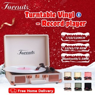 Fornuts แบบพกพาบลูทูธ แผ่นเสียงไวนิลแผ่นเสียงเครื่องเล่น LP ดิสก์ 33/45/78 RPM สำหรับของขวัญคริสต์มาสวันเกิด