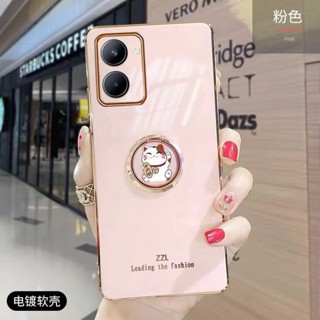 พร้อมส่ง เคสโทรศัพท์มือถือ ชุบไฟฟ้า ลายแมวนําโชคน่ารัก หลากสี พร้อมแหวนขาตั้ง สําหรับ Realme 10 Pro 5G Coca-Cola Edition 10 Pro+ C55 C30S C33