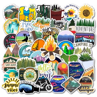 พร้อมส่ง! 97B Camping outdoor travel cooking การตั้งแคมป์ adventure สติกเกอร์ ตกปลา Fishing สเก็ตบอร์ด 50 ชิ้น sticker