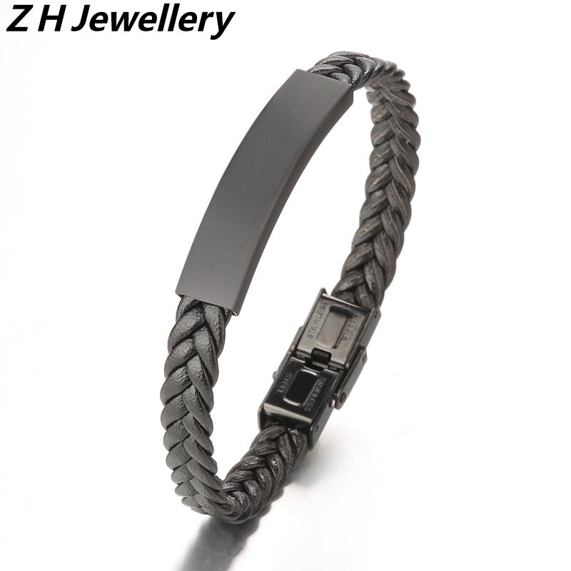 [Z H Jewelry] สร้อยข้อมือหนัง สไตล์ฮิปฮอป ร็อค เรโทร เครื่องประดับแฟชั่น สําหรับผู้ชาย