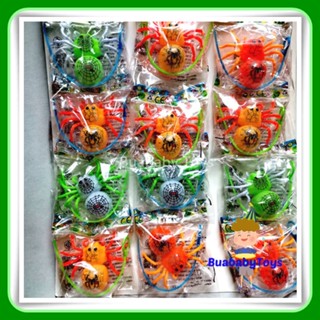 จำนวน 12 ชิ้น คละแบบ ของเล่นแมงมุมดึงสาย คละสี มีสีซ้ำกัน ขนาด 6 ซม. โดยประมาณ เล่นสนุกใช้สายใส่เข้าไปแล้วดึง รถของเล่น