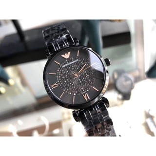 สีมาใหม่ค่ะนาฬิกา 𝐄𝐌𝐏𝐎𝐑𝐈𝐎 𝐀𝐑𝐌𝐀𝐍𝐈 💯 %เรือนสีดำ คริสตัลสีดำ ที่หน้าปัด