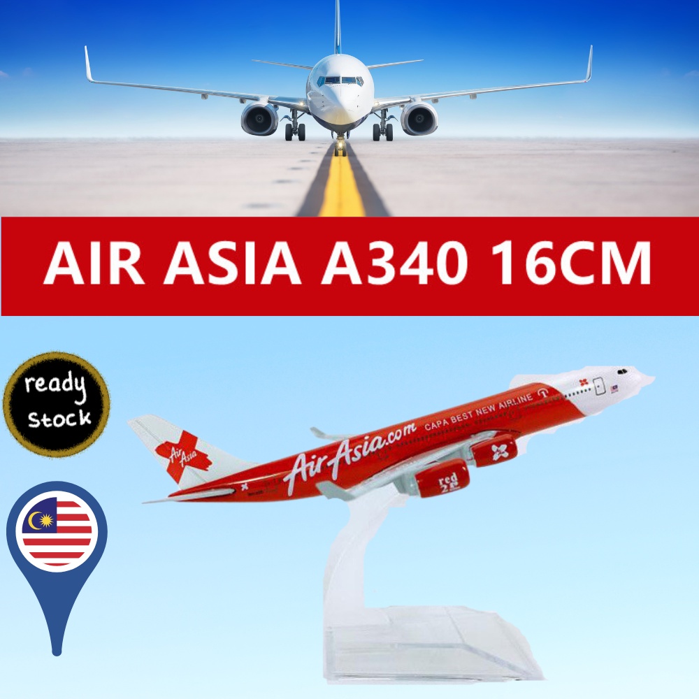 16 ซม.Air Asia Airlines A340 Airbus Miniature Resin Passenger Cargo เครื่องบินเครื่องบินรุ่นคอลเลกชั