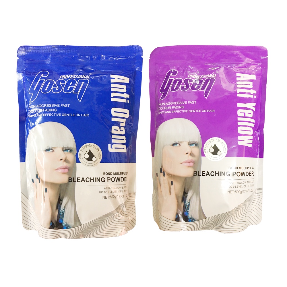 Gosen Bleaching Power Anti-Yellow, Anti-Orange 500g ผงฟอกโกเซ็น หักล้างเม็ดสีเหลือง เม็ดสีส้ม