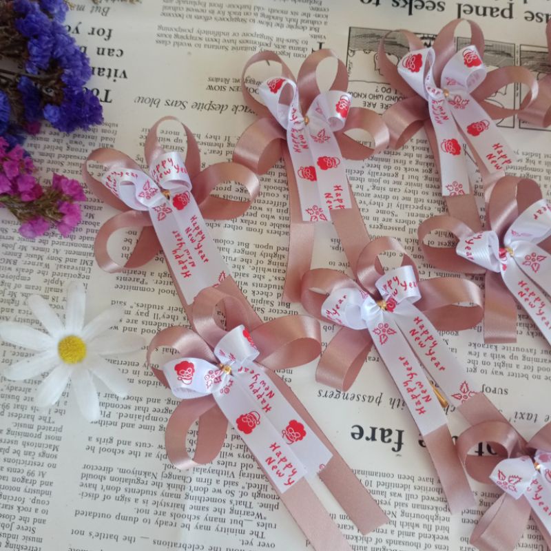 โบว์ติดของขวัญ🎁โบว์ติดของขวัญปีใหม่ โบว์ริบบิ้นติดของขวัญ🎀  congratulations 8*10cmพรรค - รูปที่ 2