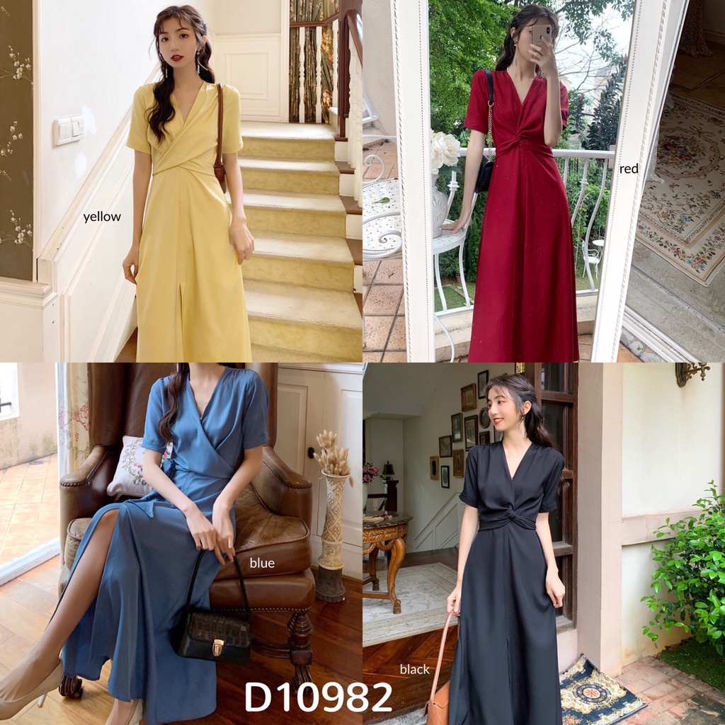 [FG] ชุดเดรสเอว Ola Cross Knot D10982