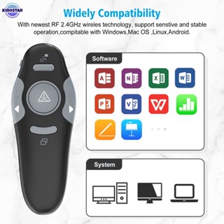 2.4G PPT Page Turning Pen Projection Pen Laser Pen Wireless Remote Control PPT Demonstrator USB Control ^ Kinostar