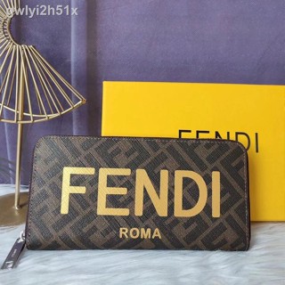 ☽(Authentic original) Fendi FENDI leather long wallet unisex fashion wallet card purse European and American new money w