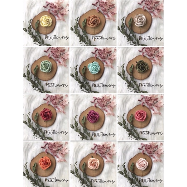 [พร้อมส่ง] พินกุหลาบกระดาษสา 23 สี
