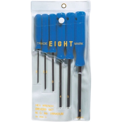 EIGHT NO.006-3 EI-0403001 ประแจหกเหลี่ยม ด้ามไขควง ชุด 6ตัว 2-6mm ประแจหกเหลี่ยมไขควง ไขควงหกเหลี่ยม