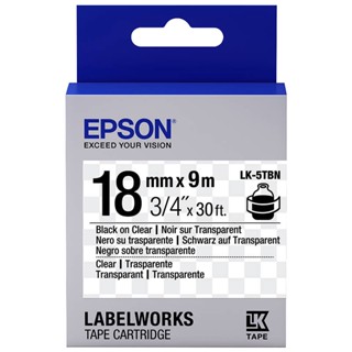 Epson เทปเครื่องพิมพ์ฉลาก Epson LabelWorks LK-5TBN 18 mm อักษรดำบนพื้นใส (9M) by Office Link