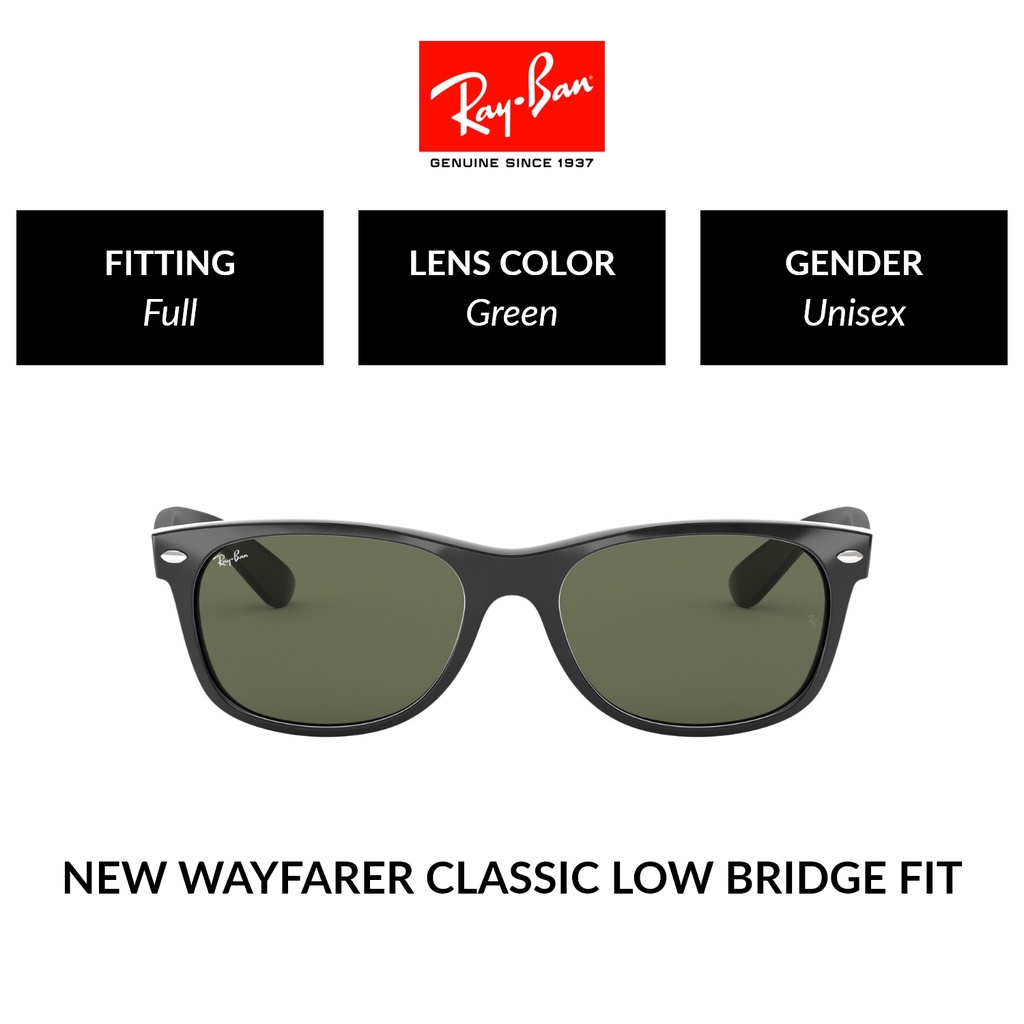 Ray-Ban Wayfarer RB2132F 901L แว่นกันแดดเต็มฟิตติ้ง ไม่จำกัดเพศ ขนาด 55 มม.