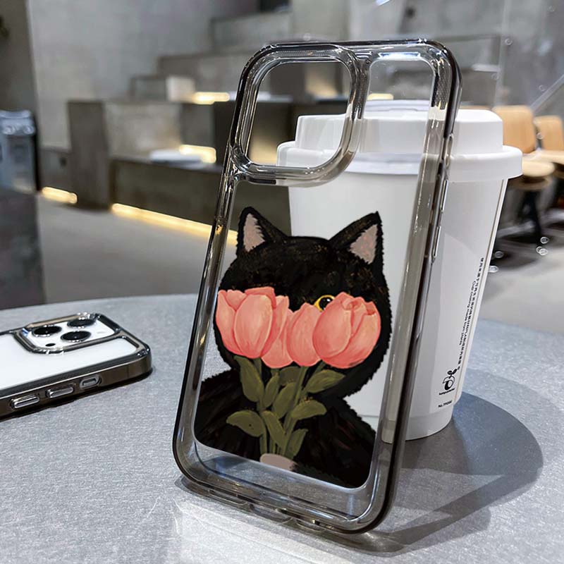ใช้งานร่วมกับ IPHONE 6S 7 8 PLUS X XS XR 11 12 13 14 15 MAX PRO ลายแมวโปร่งใสอะคริลิค TPU เคสโทรศัพท์
