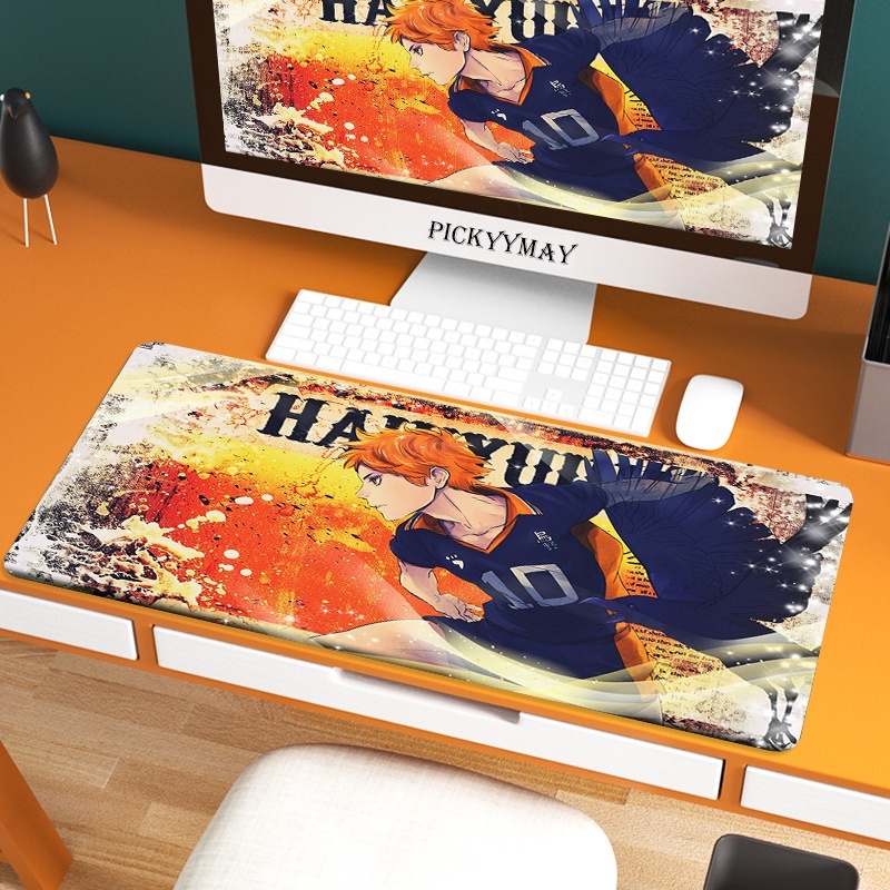 แผ่นรองเมาส์สําหรับเล่นเกมขนาดใหญ่ Haikyuu แผ่นรองเมาส์ Compute แผ่นรองเมาส์ Gamer เย็บโต๊ะสําหรับคี