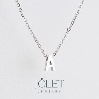 jolet สร้อยคอตัวอักษร สีเงิน สร้อยสแตนเลส สร้อยมินิมอล ตัวพิมพ์ใหญ่ ไม่ลอกไม่ดำลงทะเลโดนน้ำหอมได้