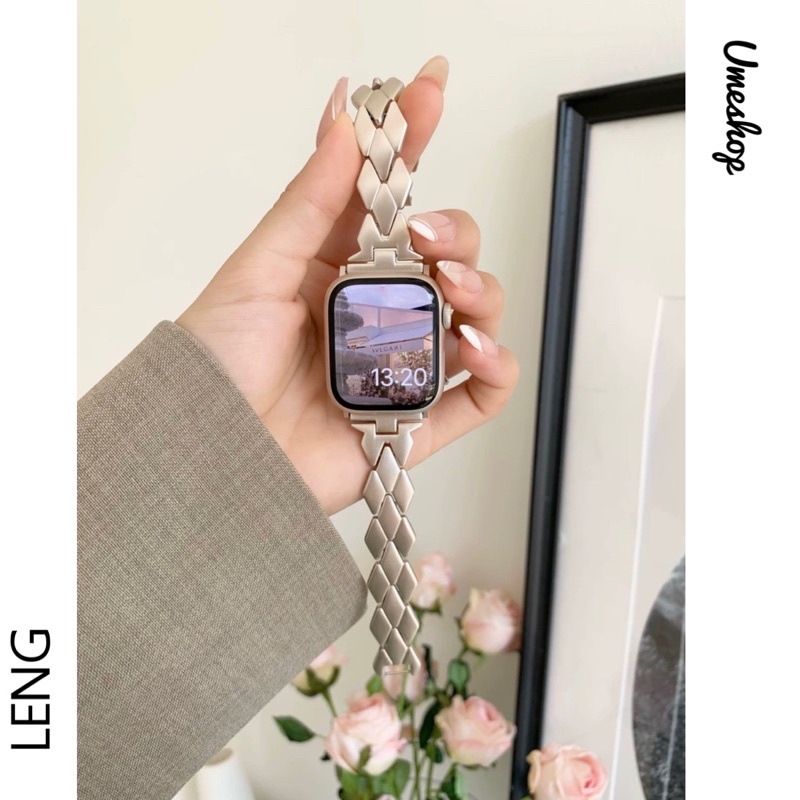 สายเลสเล็ก leng  สำหรับ watch11 10 9 8 se 7 6 5 4 3ขนาด 38/40/41/42/44/45/46มม smart watch สายสําหรับแอปเปิ้ลวอชทุกรุ่น
