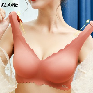 Klame บราเซียร์ ดันทรง ไร้รอยต่อ แฟชั่น เซ็กซี่ ไม่มีโครงเหล็ก ยางพารา เสริมฟองน้ํา สปอร์ตบรา ส่วนบน บาง KLM164