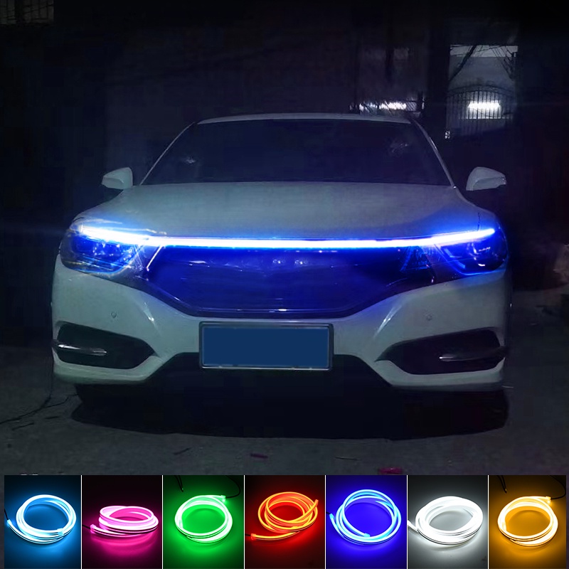 Car Hood Daytime Running Light Strip Waterproof Flexible LED Auto Decorative Atmosphere Lamp Ambient Backlight 12V Unive