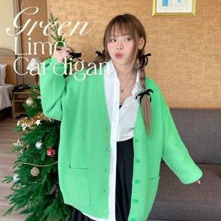 Choosedress A8252 Green Lime Cardigan คาร์ดิแกน ไหมพรม Oversize