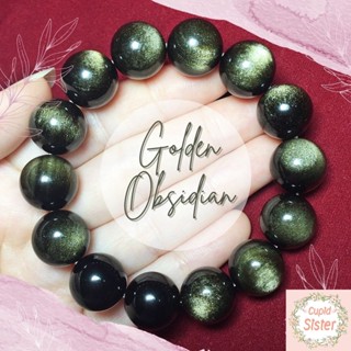 CupidSister สร้อยข้อมือหิน โกลเด้นออบซิเดียน Golden Obsidian  กำไลหินนำโชค Collectible Size ขนาด 14 มิล