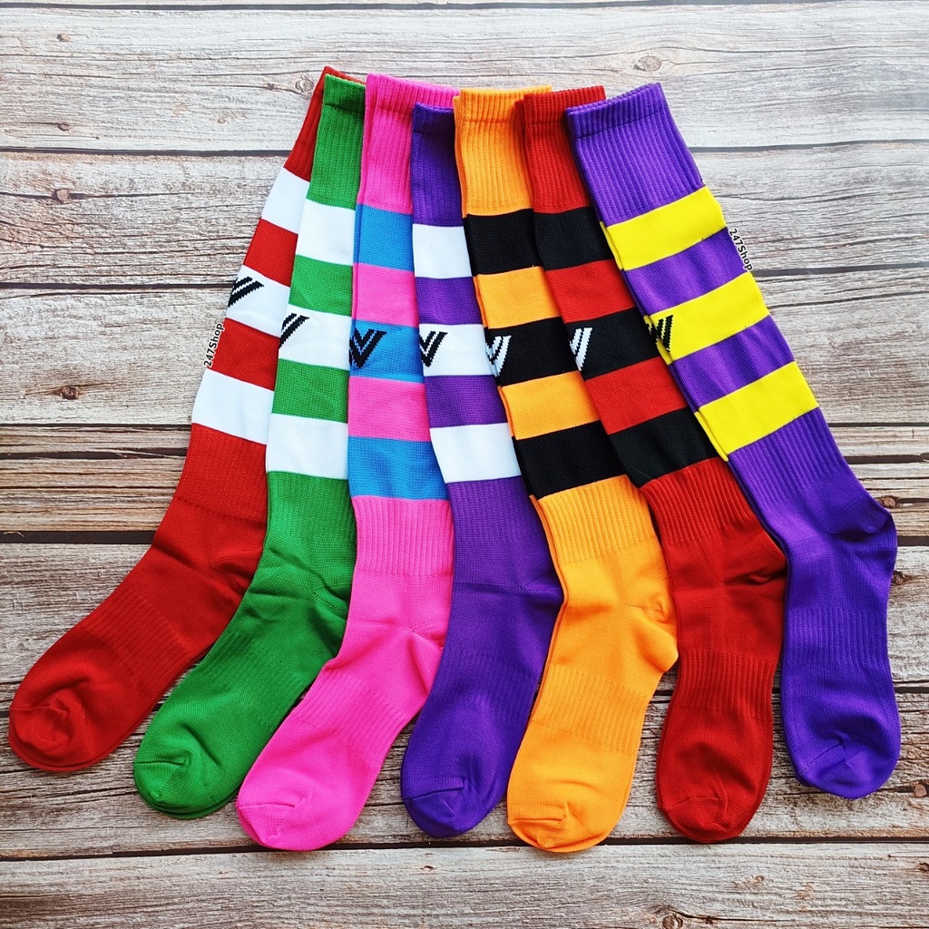 ถุงลายคาดฟรีไซส์ผู้ใหญ่ แบบยาว-ไม่มีกันลื่น VICTORY รุ่น STRIPED SOCKS
