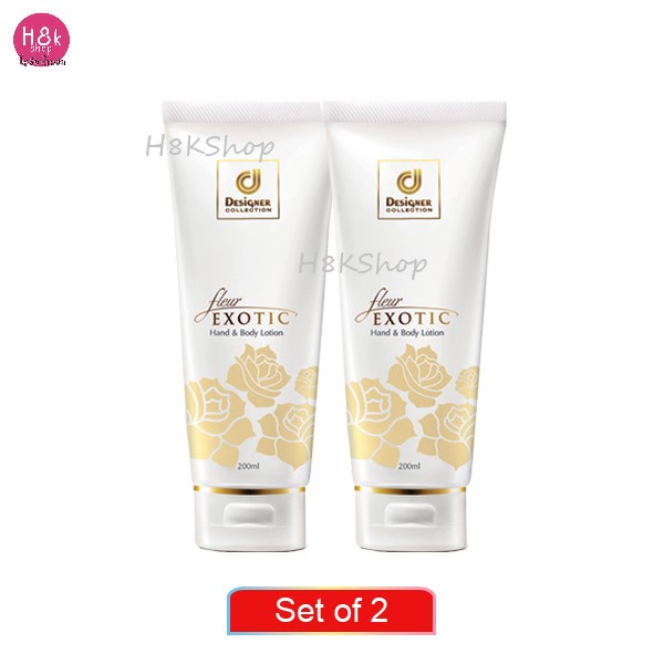 โลชั่นน้ำหอม ครีมทาตัวหอม เฟลอร์ เอ็กซ์โซติก 2 หลอด  บอดี้โลชั่นหลอดสีขาCollection Fleur Exotic Hand & Body Lotion